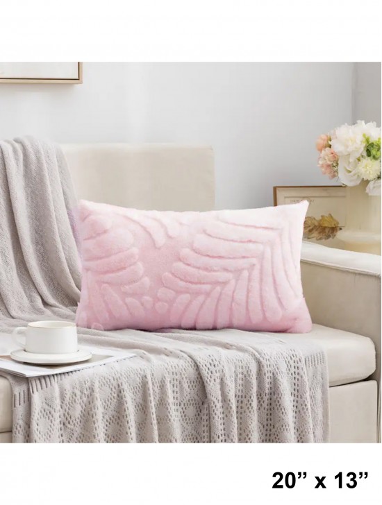 Leaf Pattern Soft Wool Fleece Feeling Cushion & Filler